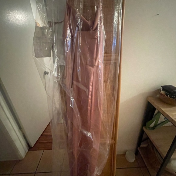 Cowl-Neck Criss Cross Back Slip Dress - 3056
Color: Desert Rose - Length: tall - Picture 4 of 4